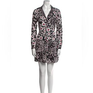 The Kooples Black and White Floral Long Sleeve Dress